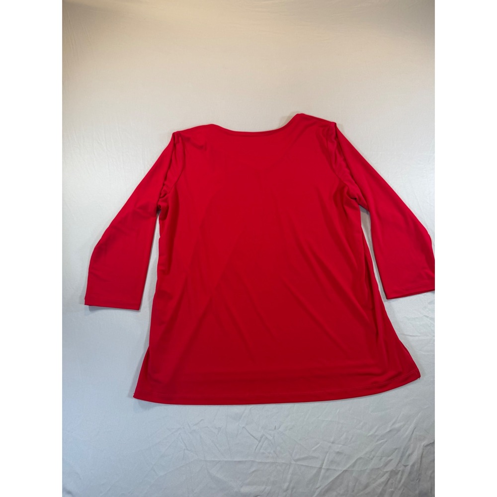 Susan Graver Modern Essentials Red V-Neck 3/4 Sleeve Top Size‎ LP A512800 - Picture 9 of 9